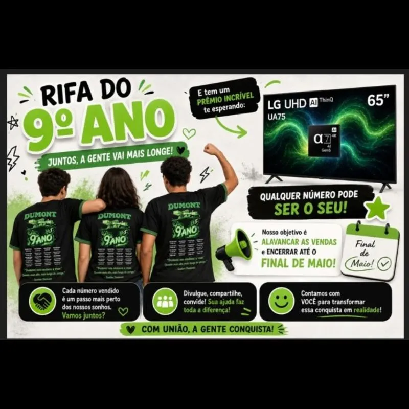 Imagem da campanha Rifa TV 65" com IA - Formatura Colégio Photon