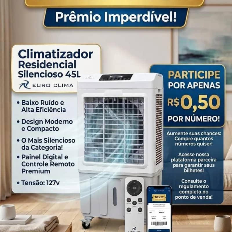 Imagem da campanha SORTEIO DO CLIMATIZADOR 45L PAINEL DIGITAL E CONTROLE REMOTO