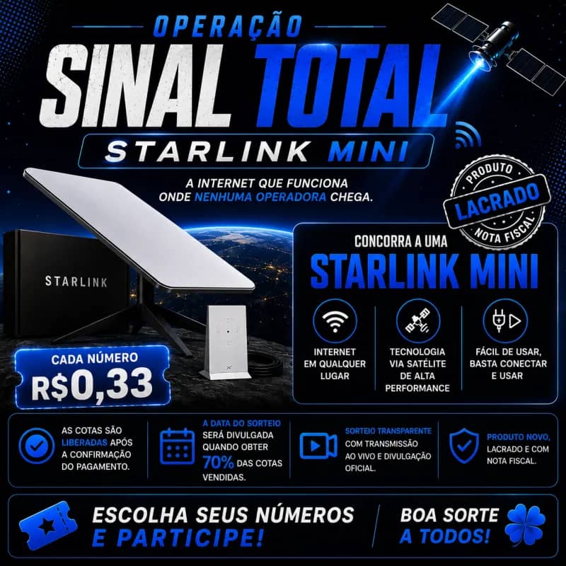 Imagem da campanha OPERAÇÃO SINAL TOTAL — STARLINK MINI 🚀