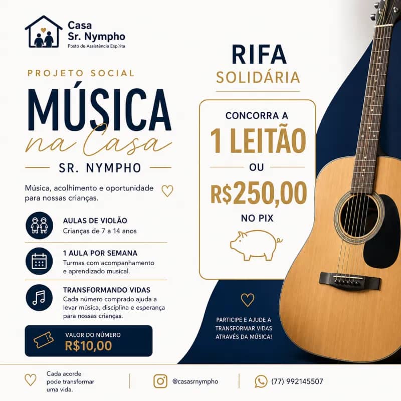 Imagem da campanha 🎶 PROJETO SOCIAL — Música na Casa Sr. Nympho 🎶