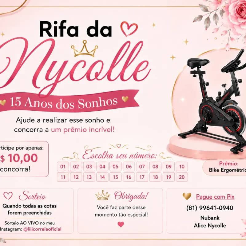 Imagem da campanha Rifa da Nycolle