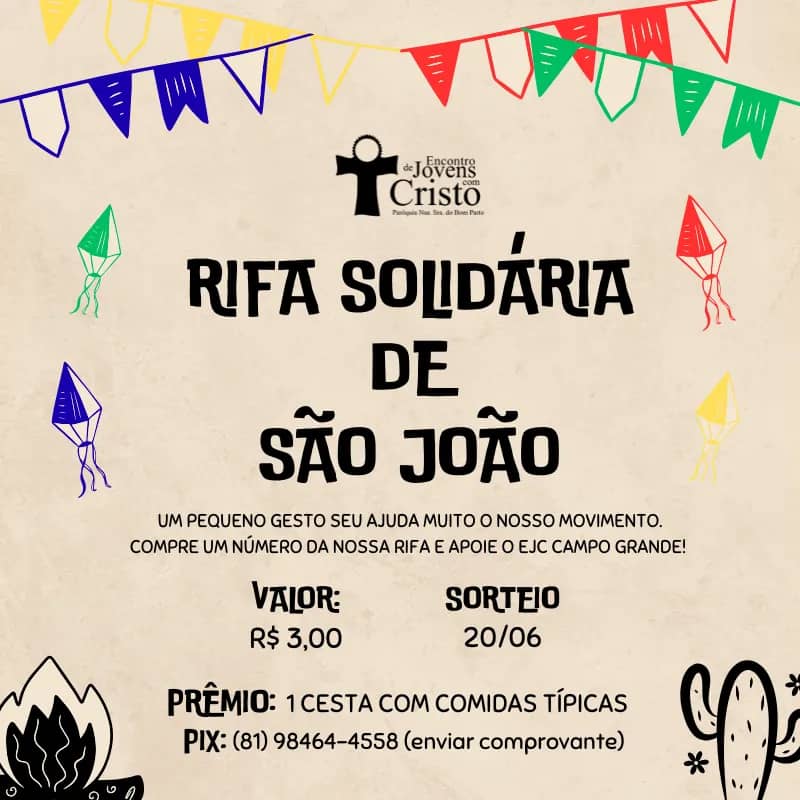Imagem da campanha Rifa em prol do EJC Campo Grande