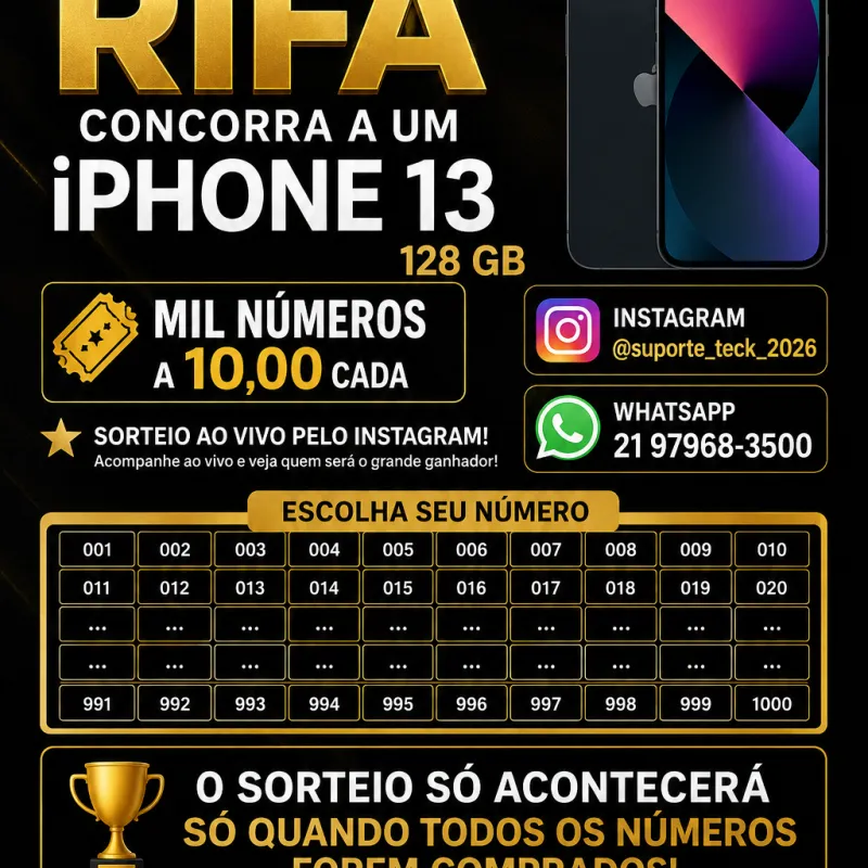 Imagem da campanha CONCORRA A UM IPHONE 13 128GB