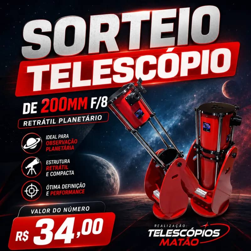 Imagem da campanha Sorteio Telescópio Matão de 200mm f/8 retrátil planetário