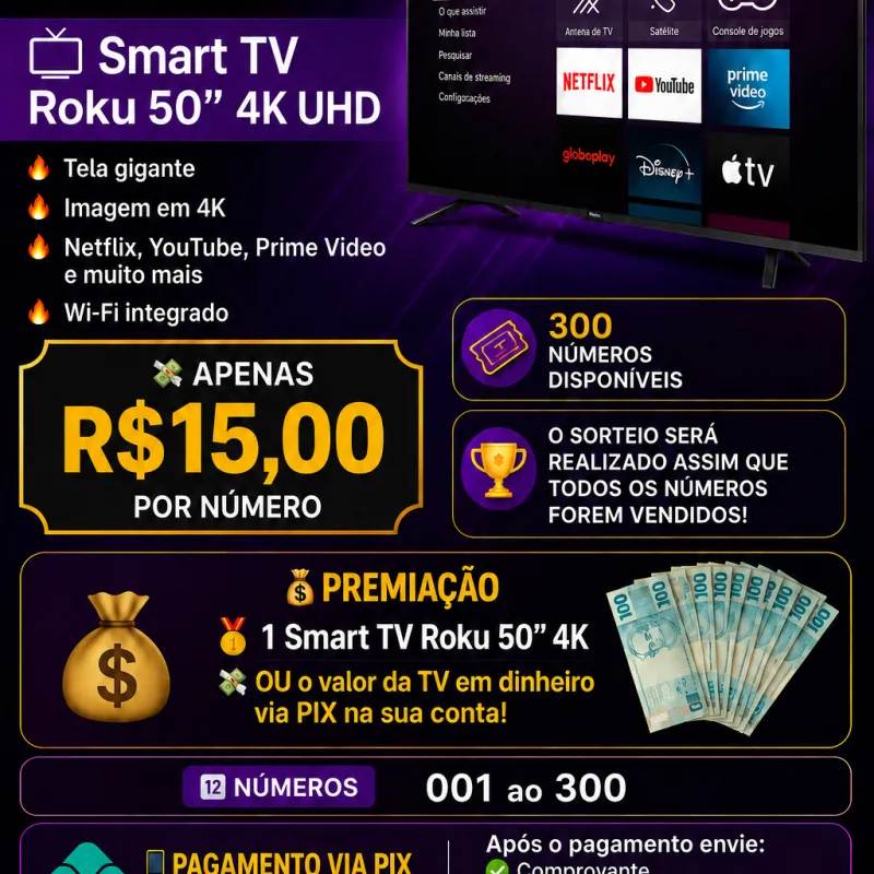 Imagem da campanha 📺 Smart TV Roku 50” 4K UHD