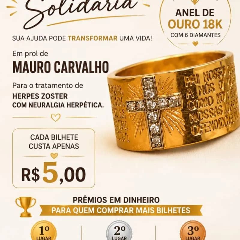 Imagem da campanha Rifa Solidária Zoster e joelho