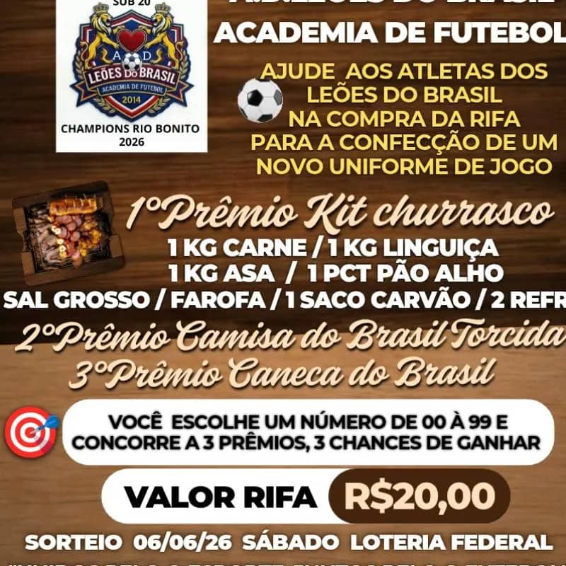 Imagem da campanha RIFA AÇÃO ENTRE AMIGOS E ATLETAS DA A.D.LEÕES DO BRASIL
