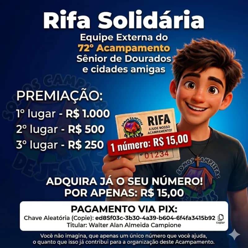 Imagem da campanha Equipe Externa | 72º Acampamento Senior de Dourados - 27 à 31 de maio