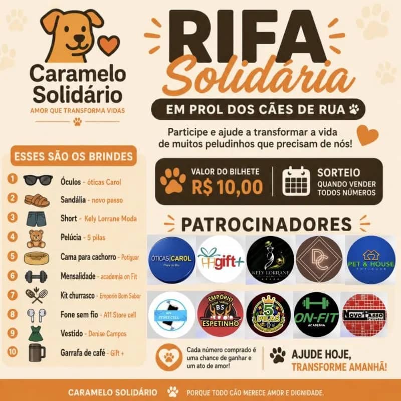 Imagem da campanha Caramelo solidário- Rifa Beneficente