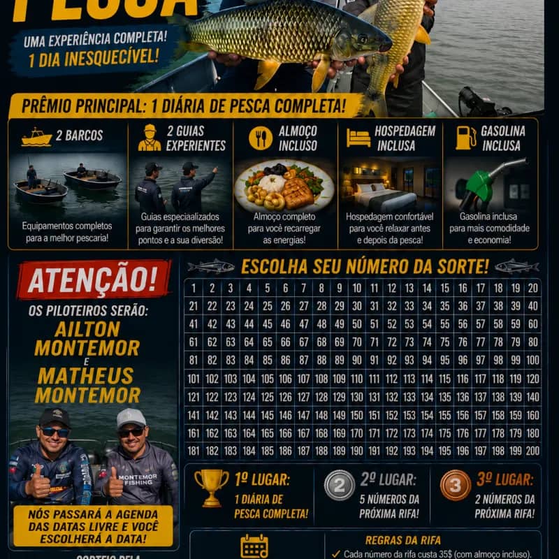 Imagem da campanha 1 diária de pesca. 2 barco e 2 piloteiro. Completo!