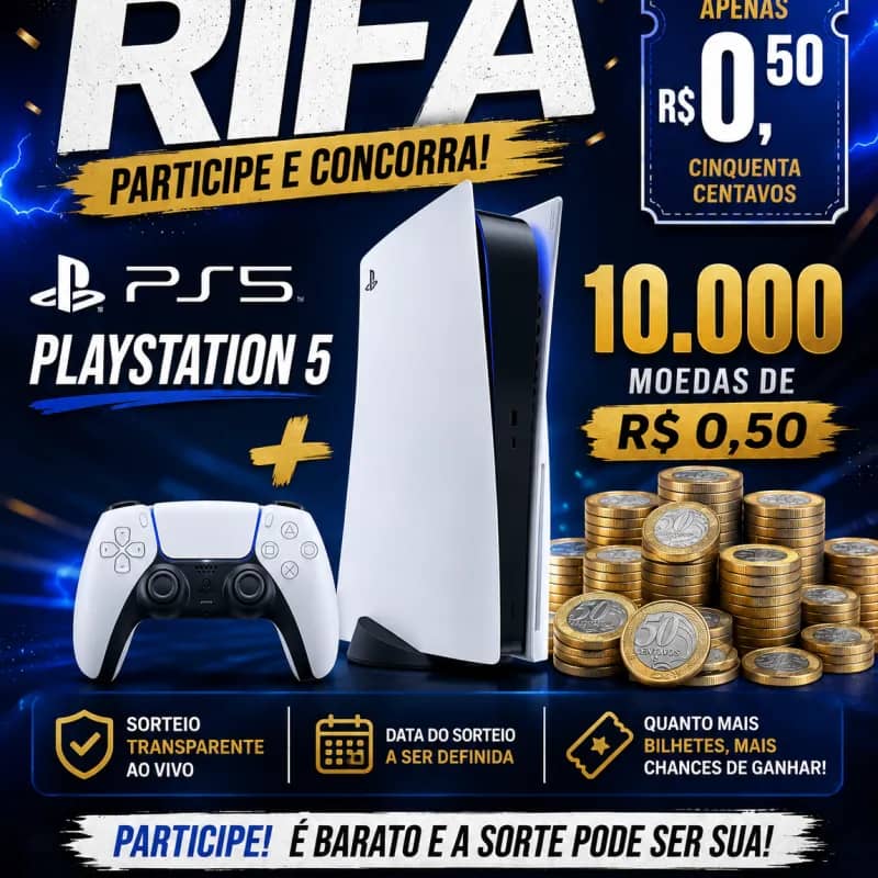 Imagem da campanha PS5 + 10.000 EM DINHEIRO