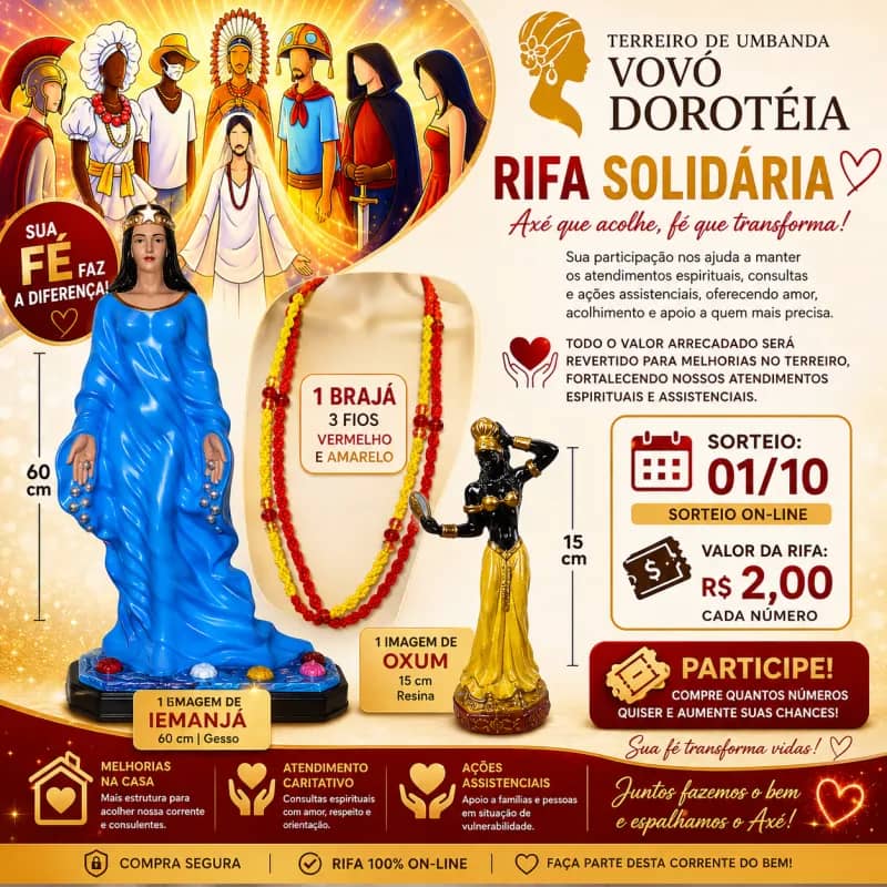 Imagem da campanha 🌟 RIFA SOLIDÁRIA — TERREIRO VOVÓ DOROTÉIA 🌟