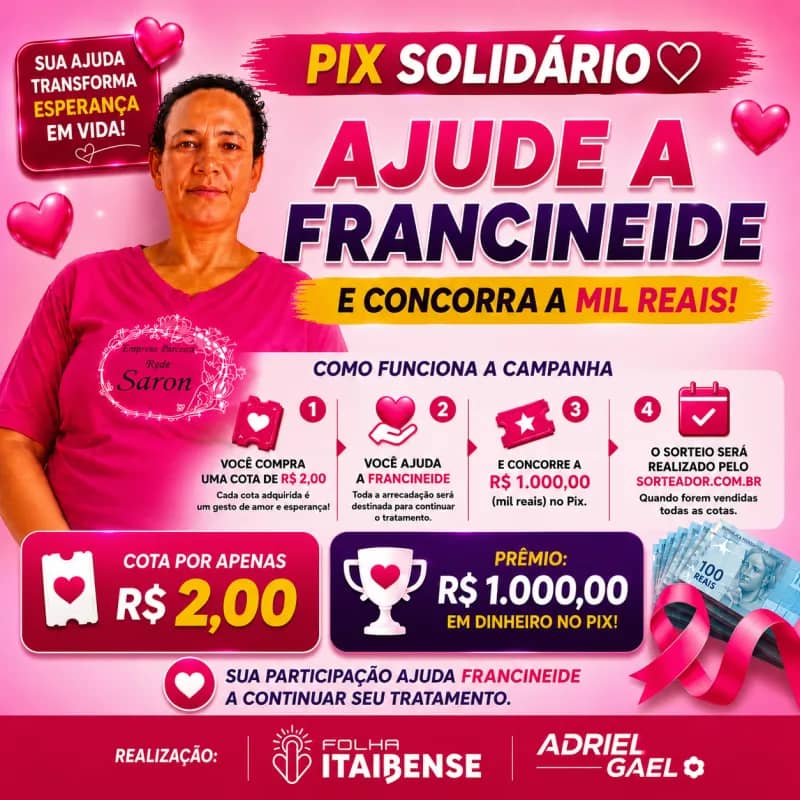 Imagem da campanha 🎗️ PIX SOLIDÁRIO: AJUDE FRANCINEIDE E CONCORRA A R$ 1.000,00!
