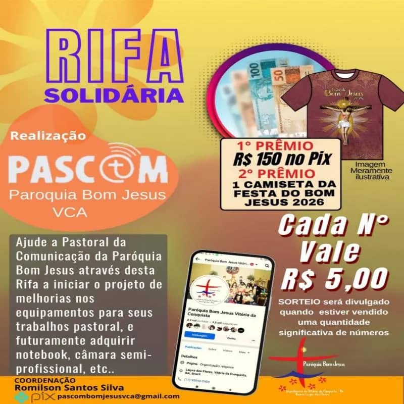 Imagem da campanha Rifa Pascom Bom Jesus VCA