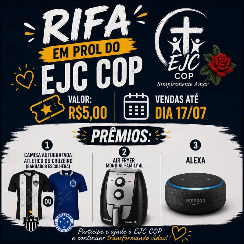 Imagem da campanha Rifa em prol do XIX EJC COP