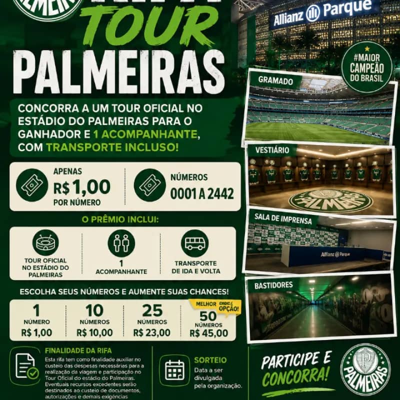 Imagem da campanha Ação entre amigos tour estádio do Palmeiras