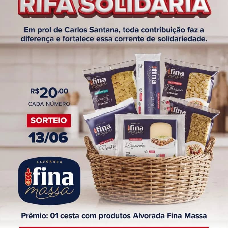Imagem da campanha Rifa Solidária Carlos Santana