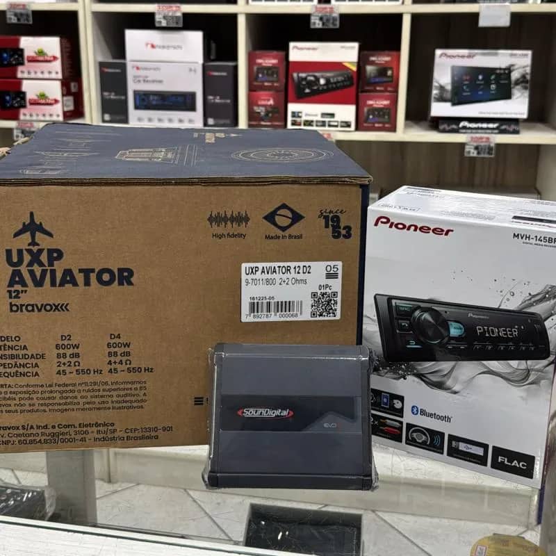 Imagem da campanha Radio Pionner + Subwoofer Bravox + Modulo Sd800.1