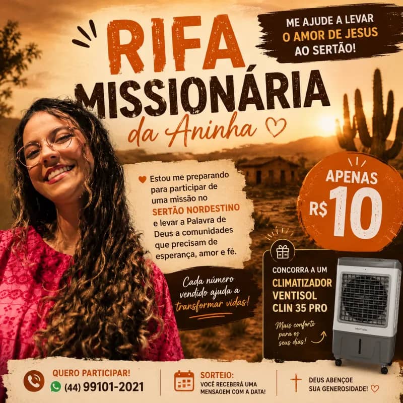 Imagem da campanha RIFA ANINHA NA MISSÃO