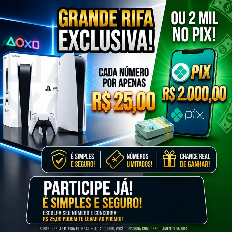 Imagem da campanha PS5 OU 2MIL NO PIX