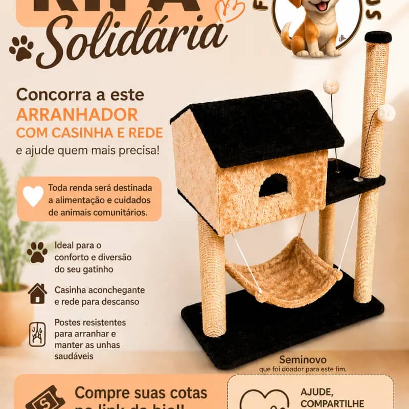 Imagem da campanha Casinha arranhadora com rede para felinos.
