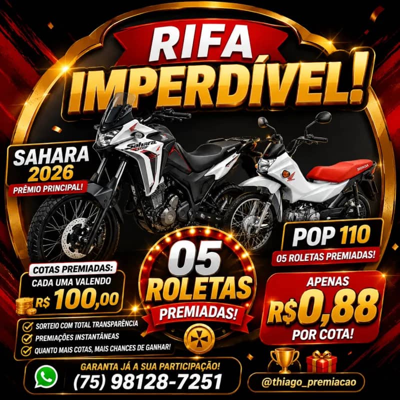 Imagem da campanha 🎁 Concorra a uma incrível Moto Sahara 2026!