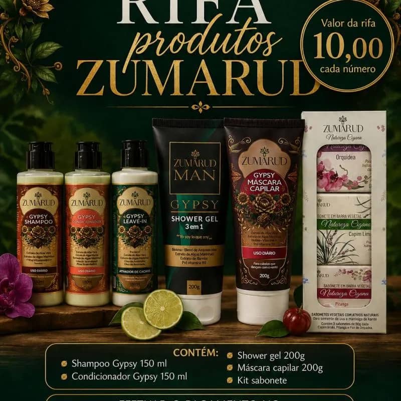 Imagem da campanha Rifa produtos ZUMARUD
