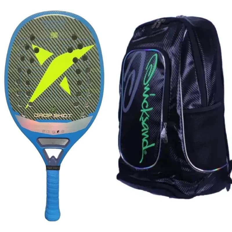 Imagem da campanha Raquete Beach Tennis Drop Shot Spectro 9.0 Bt Eva Soft +Raqueteira Quicksand Torneio 2023 Preta Verde  Usados