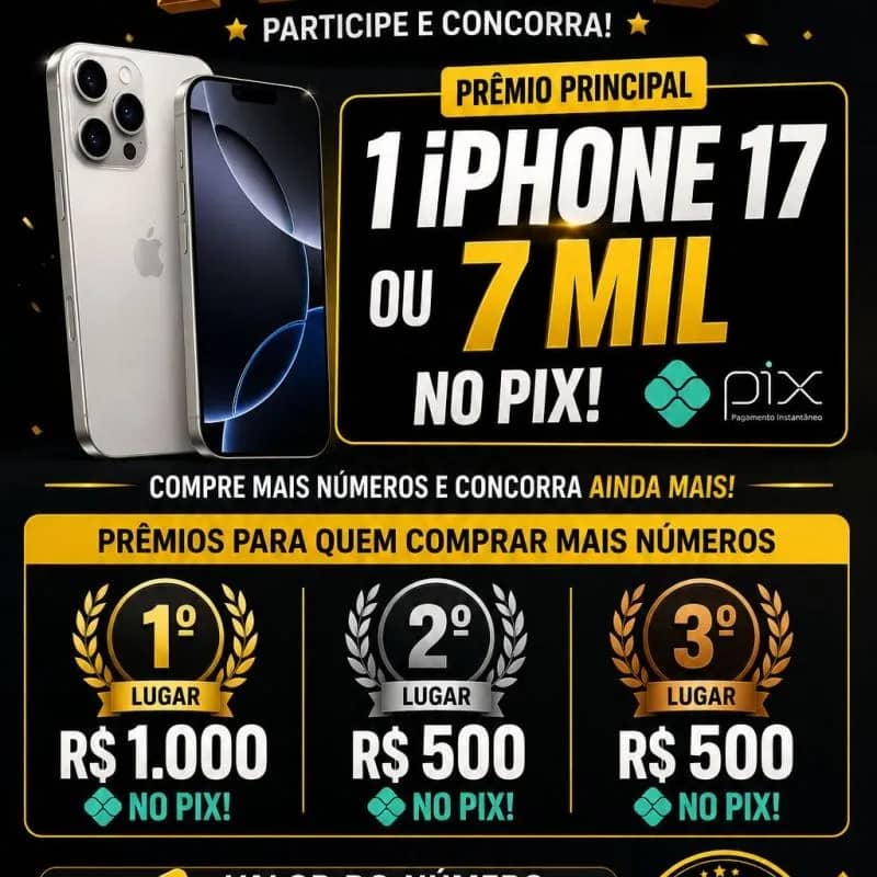 Imagem da campanha iPhone 17 ou 8mil no pix