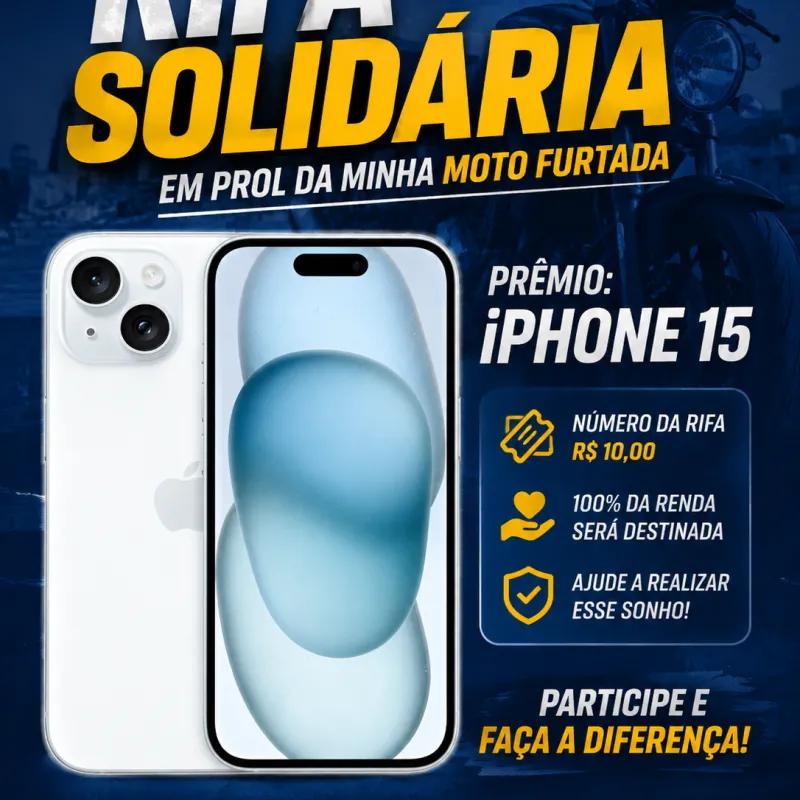 Imagem da campanha Rifa Solidária para custear o furto da minha moto!