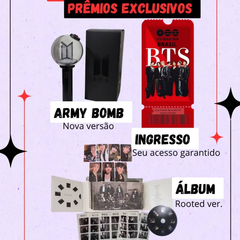 Imagem da campanha VOCÊ NO BTS ARIRANG TOUR 2026 💜✨