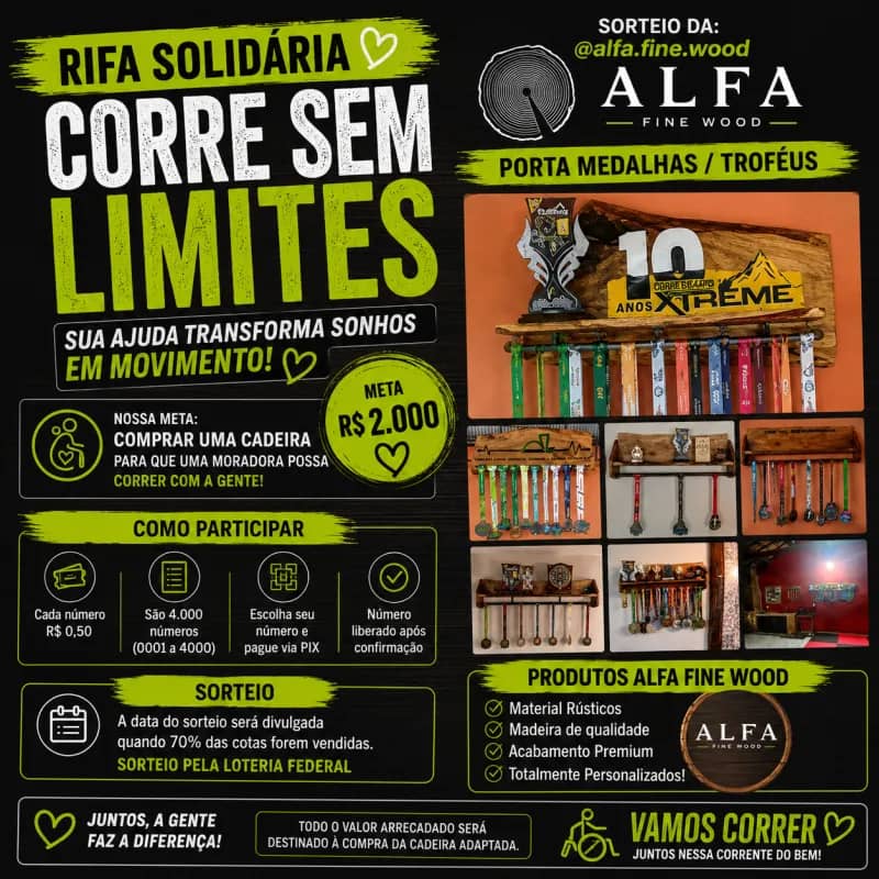 Imagem da campanha Rifa Corre Inclusivo