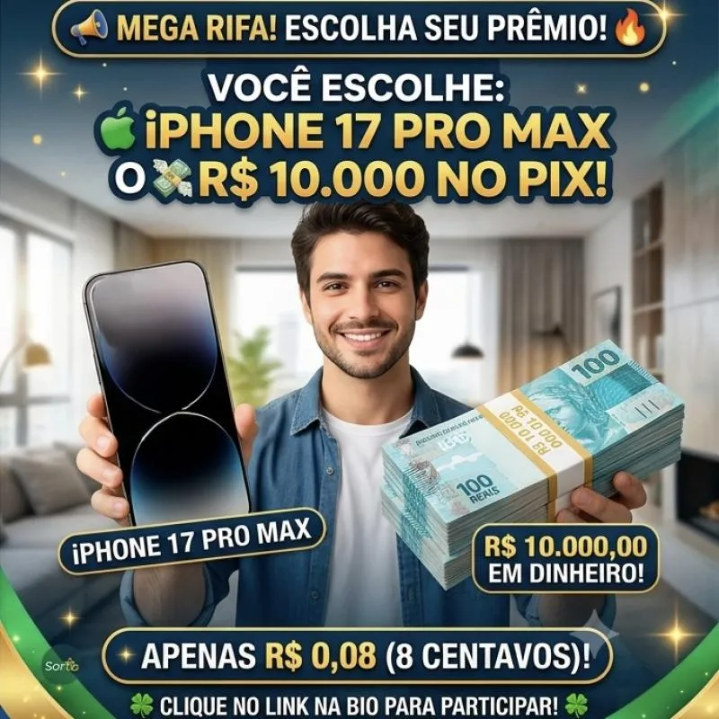 Imagem da campanha UM IPHONE 17 PRO MAX OU 10k NO PIX