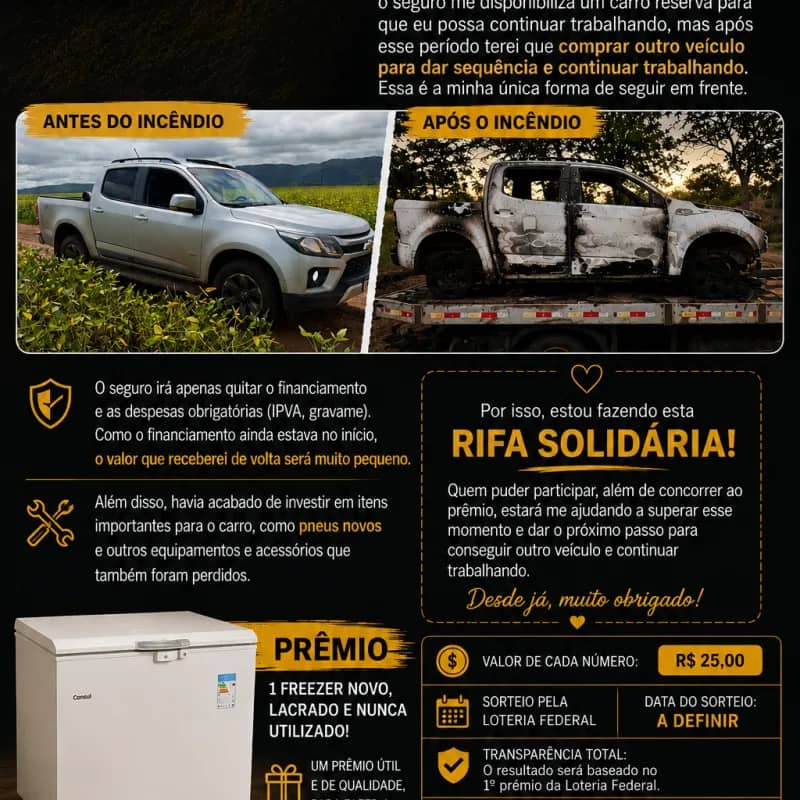 Imagem da campanha Rifa solidária