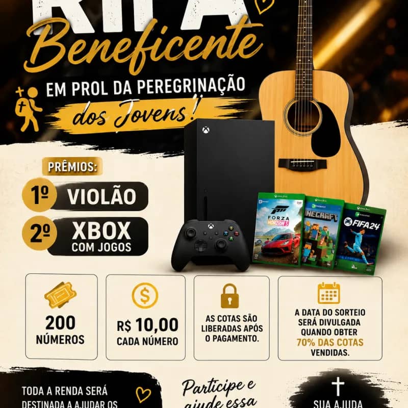 Imagem da campanha Rifa Beneficente – Violão + Xbox com Jogos | Peregrinação dos Jovens