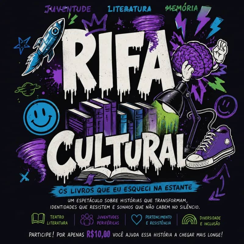 Imagem da campanha Rifa Cultural – Coloque Essa História no Palco