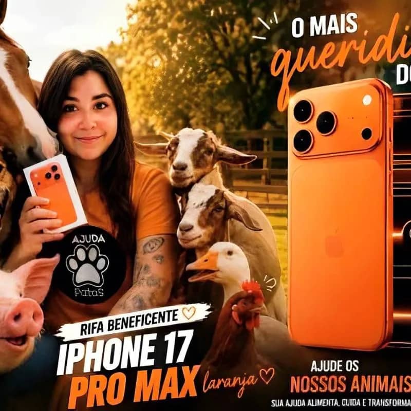 Imagem da campanha 🧡IPHONE 17 Pro Max dos Sonhos para você 📱Esperança para nossos resgatados 🐾