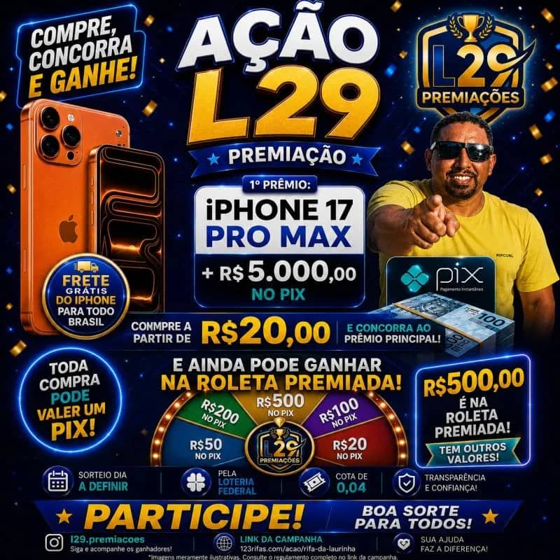 Imagem da campanha IPHONE 17 PRO MAX + R$ 5.000,00 NO PIX