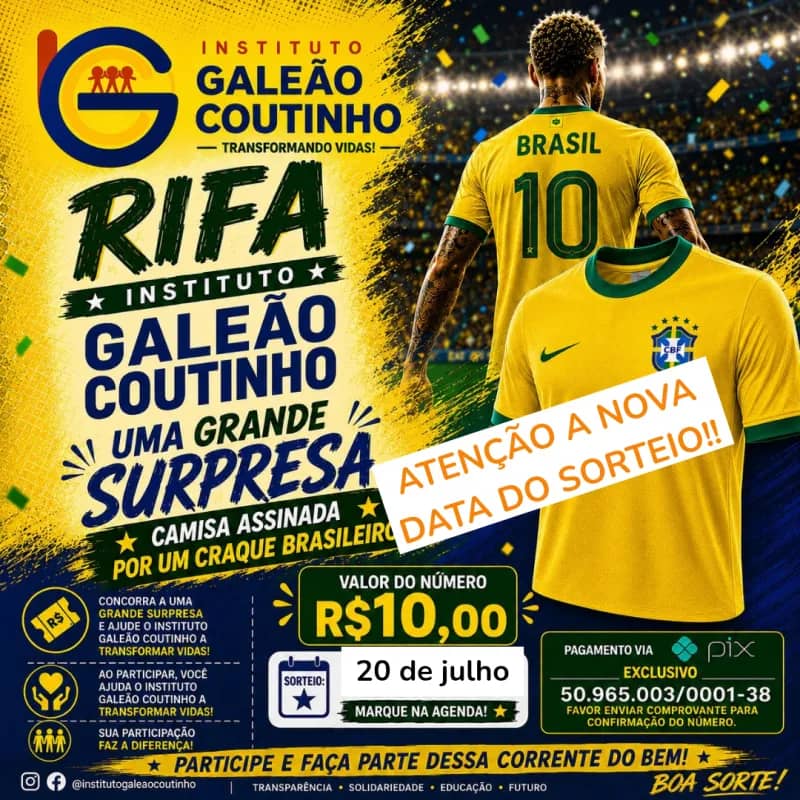 Imagem da campanha 🇧🇷 RIFA SOLIDÁRIA INSTITUTO GALEÃO COUTINHO 🇧🇷⚽