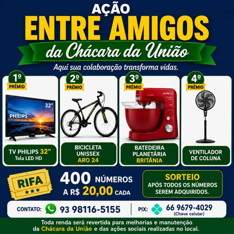 Imagem da campanha AÇÃO ENTRE AMIGOS da Chácara da União
