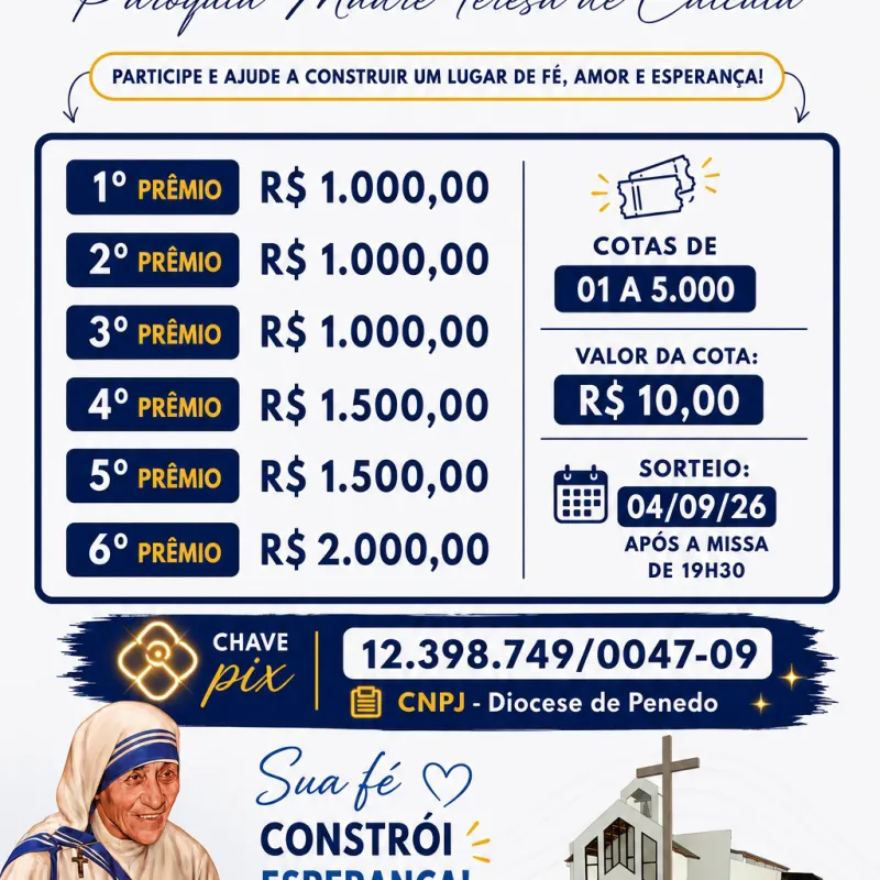 Imagem da campanha Em prol da construção da Paróquia Santa Teresa de Calcutá