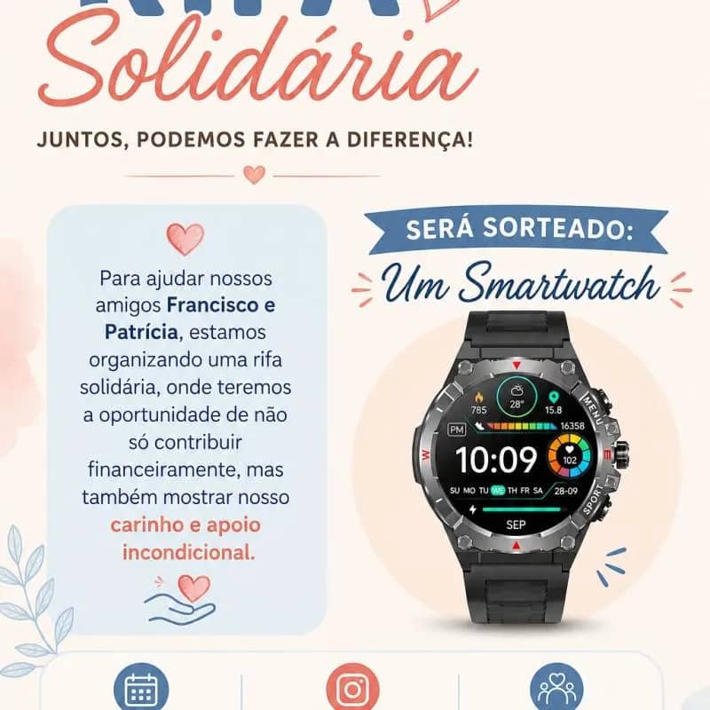 Imagem da campanha Sorteio Solidário de um Smart watch