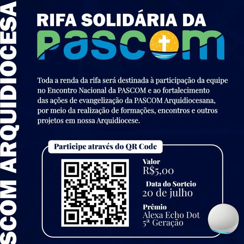 Imagem da campanha Rifa Solidária da PASCOM