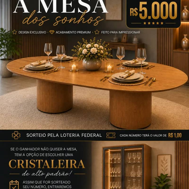 Imagem da campanha Mesa dos sonhos ou cristaleira