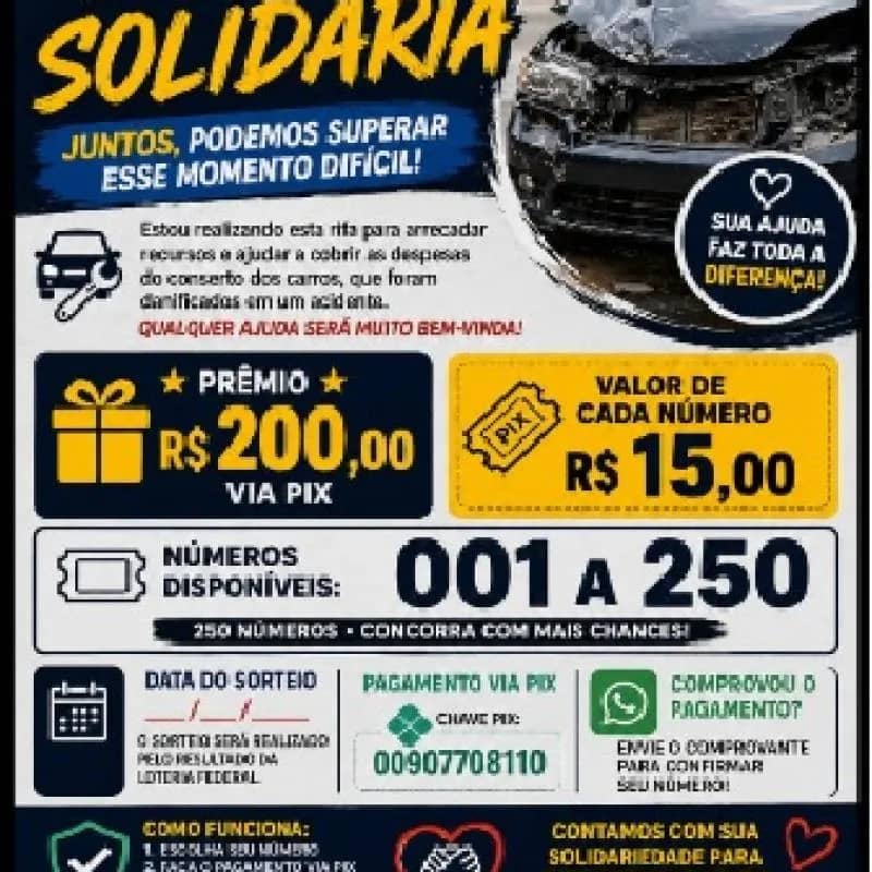 Imagem da campanha RIFA SOLIDÁRIA - VANESSA