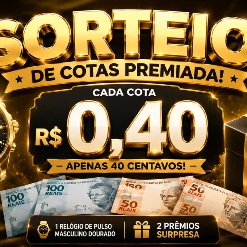 Imagem da campanha Sorteio de cotas 0,40 centavos