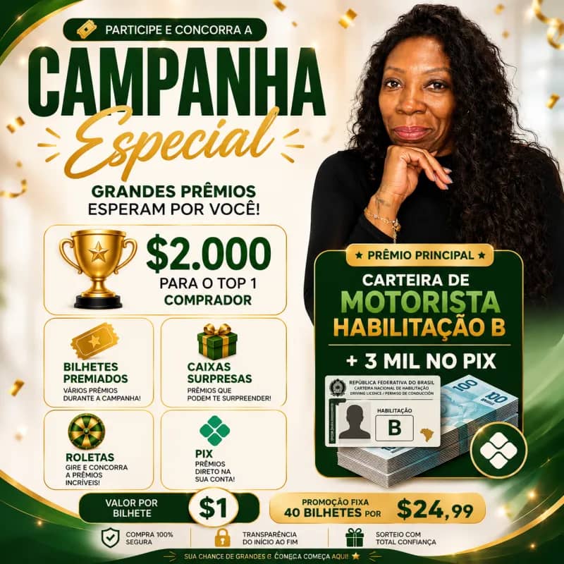 Imagem da campanha CNH + 3 MIL NO PIX !