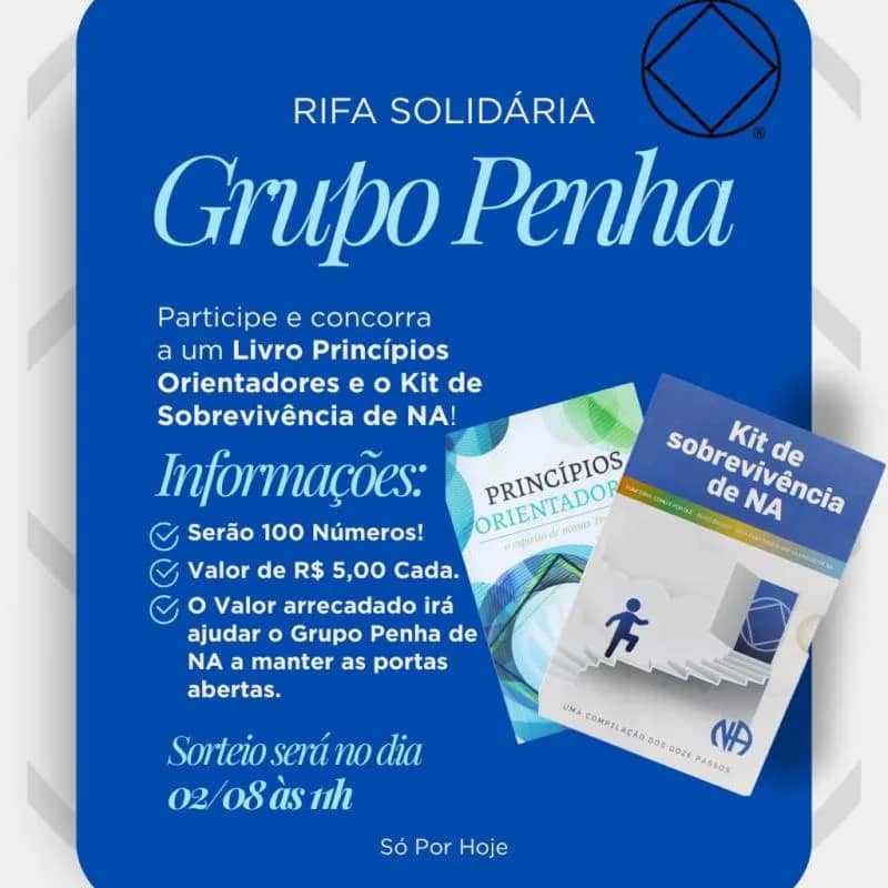 Imagem da campanha Rifa solidária do Grupo Penha de Narcóticos Anônimos
