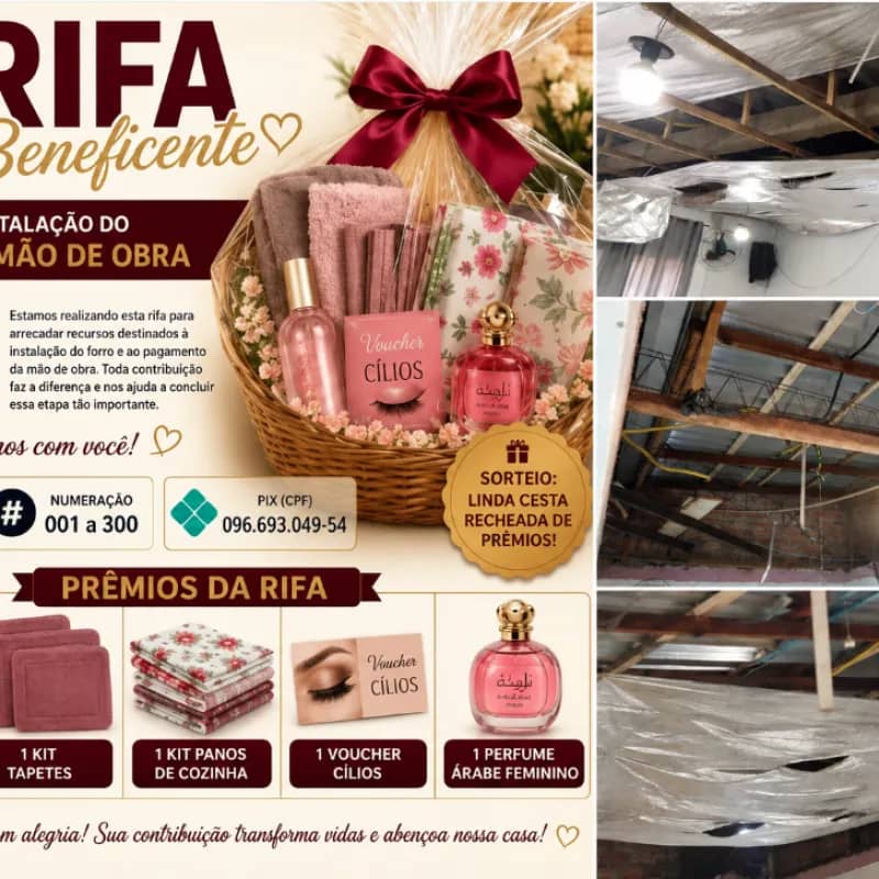 Imagem da campanha 🎉 RIFA BENEFICENTE 🎉 Em prol da instalação do forro da Igreja