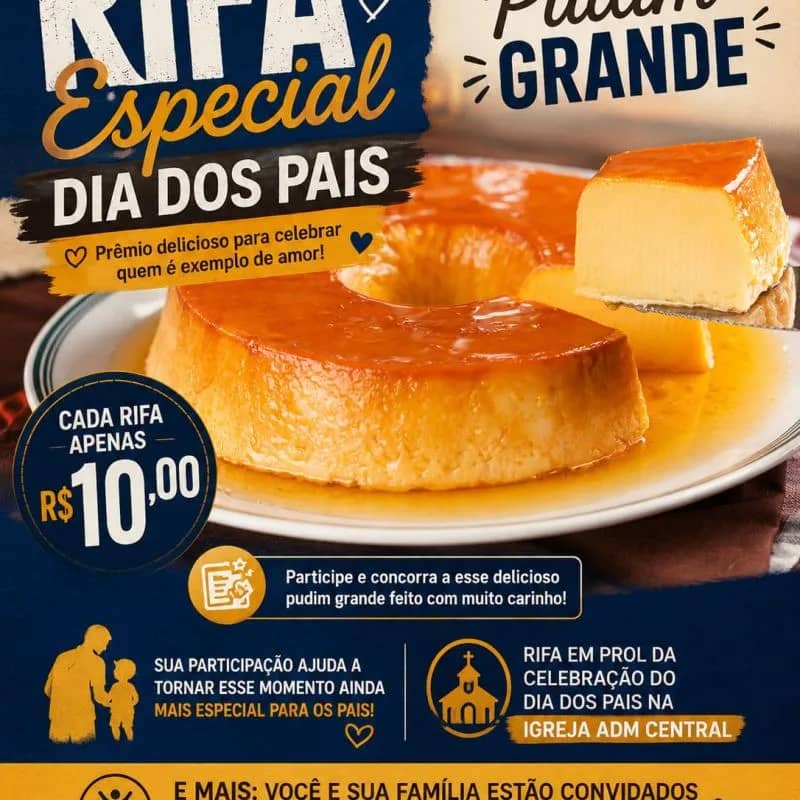 Imagem da campanha RIFA EM PROL DA CELEBRAÇÃO DOS DIAS DOS PAIS NA IGREJA ADM CENTRAL